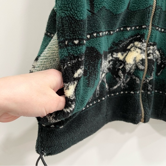 Vintage Outback Trading Co. green horse full zip fleece vest size medium - Picture 4 of 8